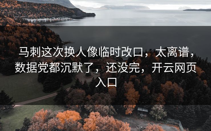 马刺这次换人像临时改口，太离谱，数据党都沉默了，还没完，开云网页入口
