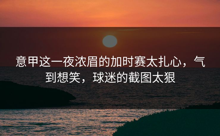 意甲这一夜浓眉的加时赛太扎心，气到想笑，球迷的截图太狠