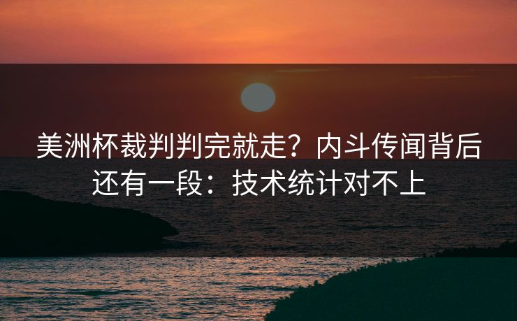 美洲杯裁判判完就走？内斗传闻背后还有一段：技术统计对不上