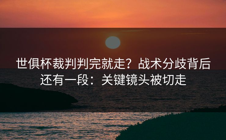 世俱杯裁判判完就走？战术分歧背后还有一段：关键镜头被切走
