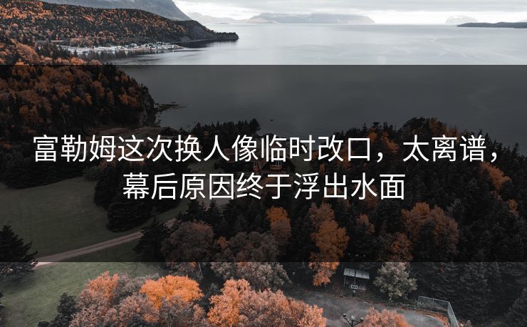 富勒姆这次换人像临时改口，太离谱，幕后原因终于浮出水面