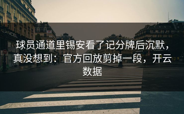 球员通道里锡安看了记分牌后沉默，真没想到：官方回放剪掉一段，开云数据